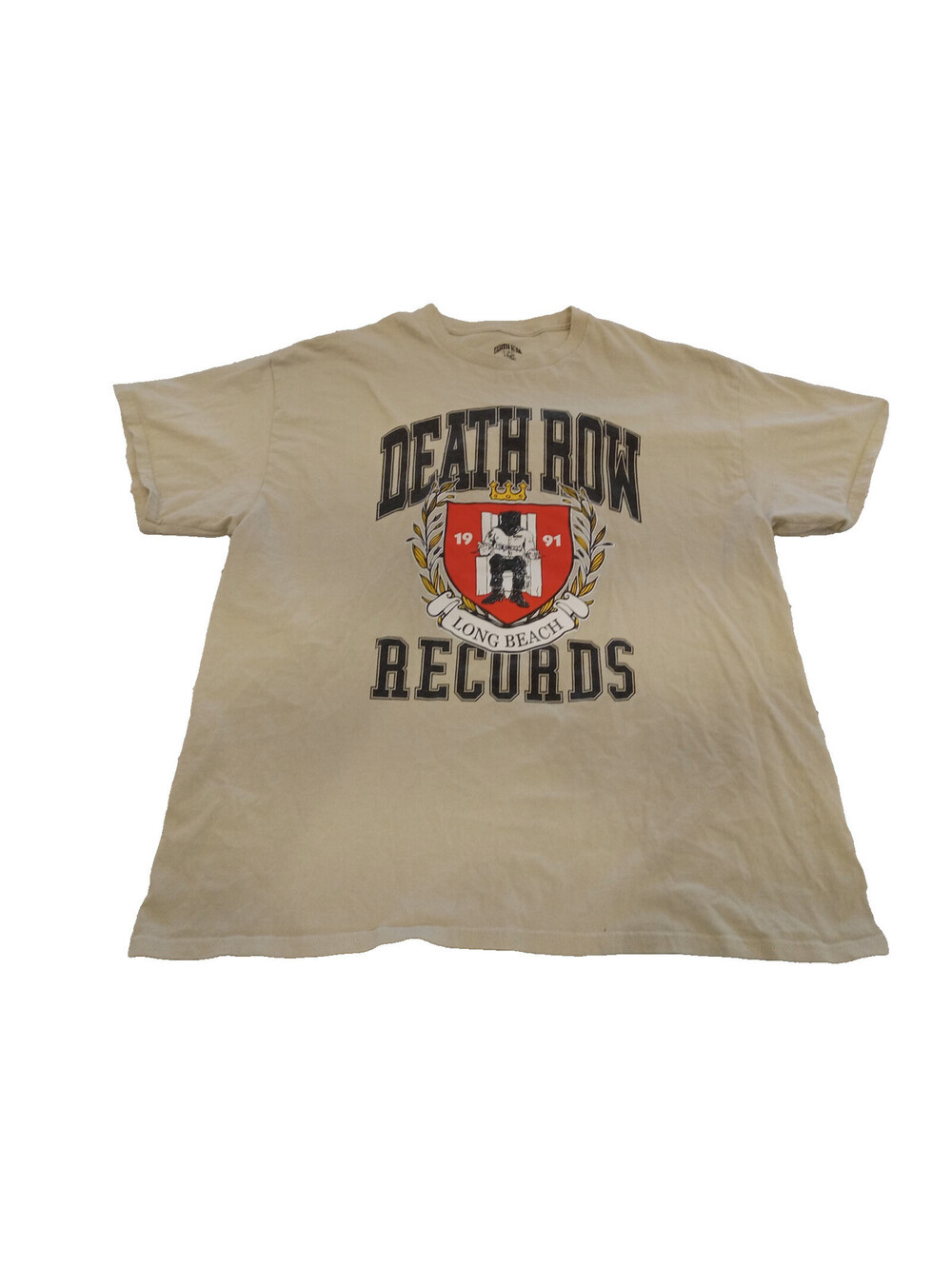 Death Row Records Shirt Mens XL Extra Large Beige Long Beach Graphic Tee GUC Rap